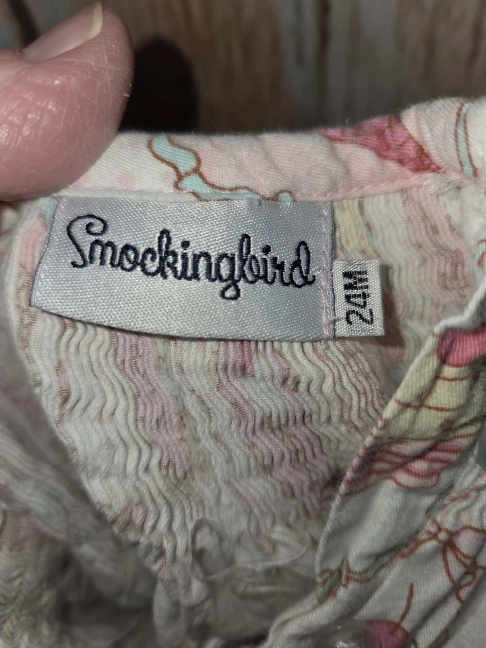 Smockingbird Smocked Baby Romper with Pastel Dessert Print Summer Birthday 24m